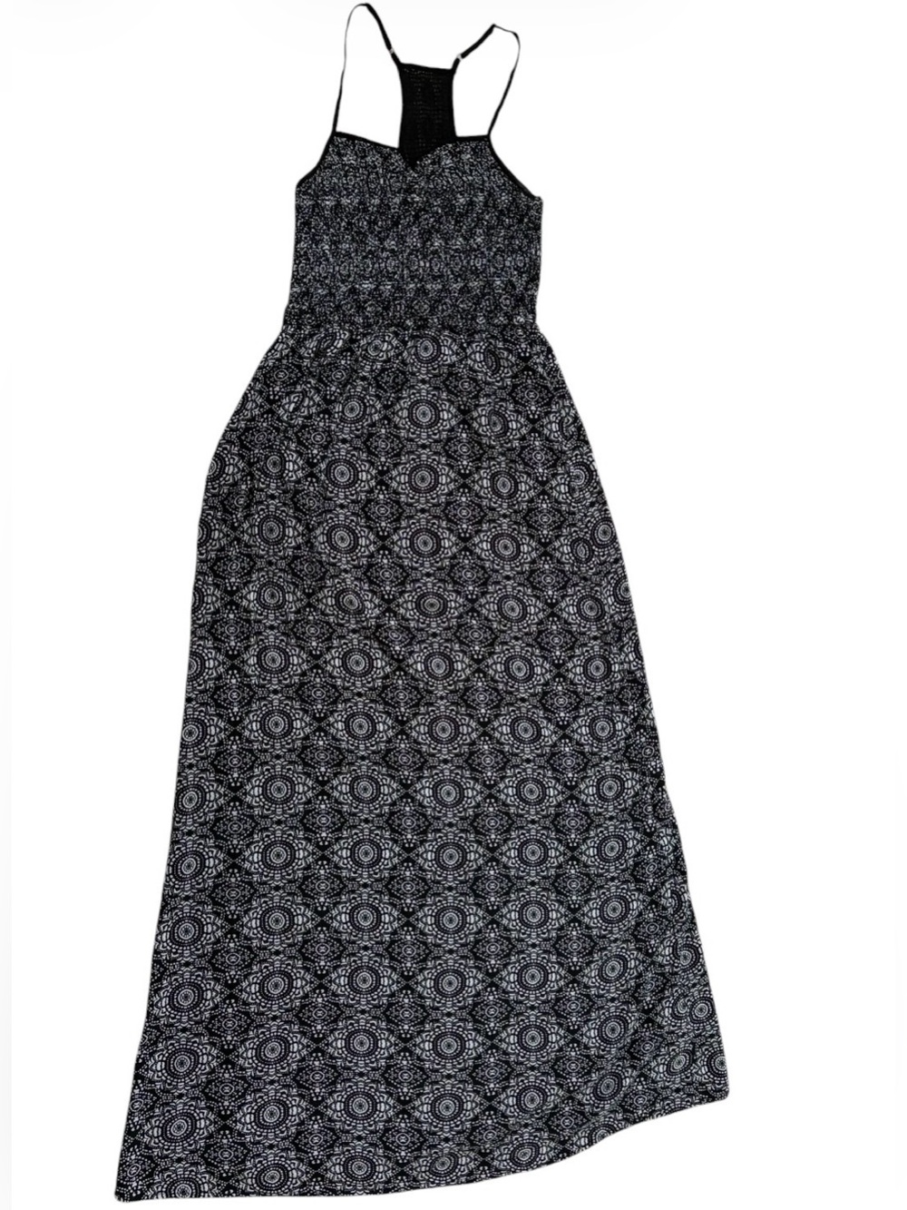 Black & White Patterned Racerback Maxi Dress Size Small / Medium